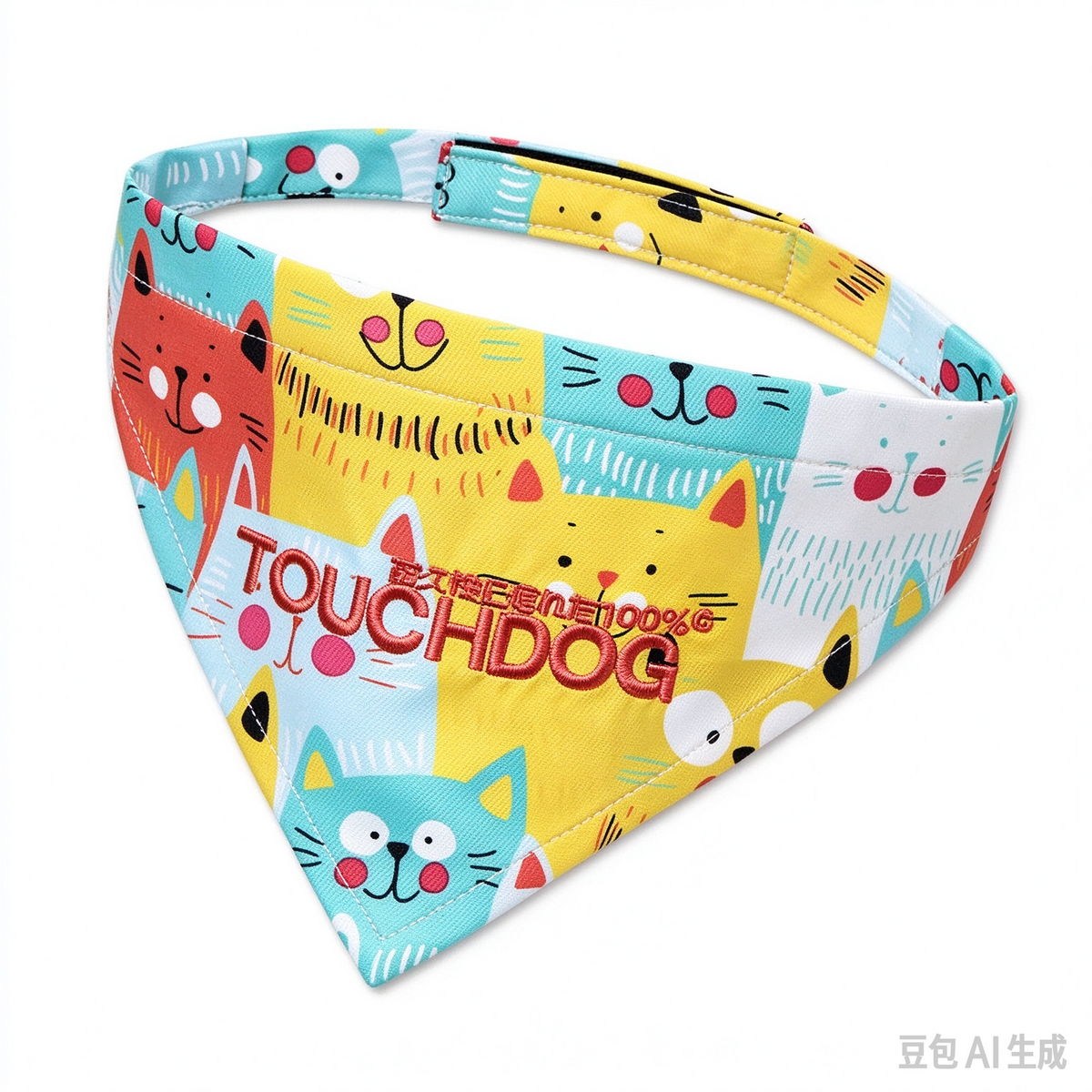 Aeelleea Head-Popper Printed Velcro Dog Bandana, Adjustable Cute Pet Scarf for Small Medium Dogs, Machine Washable Pet Neck Accessory