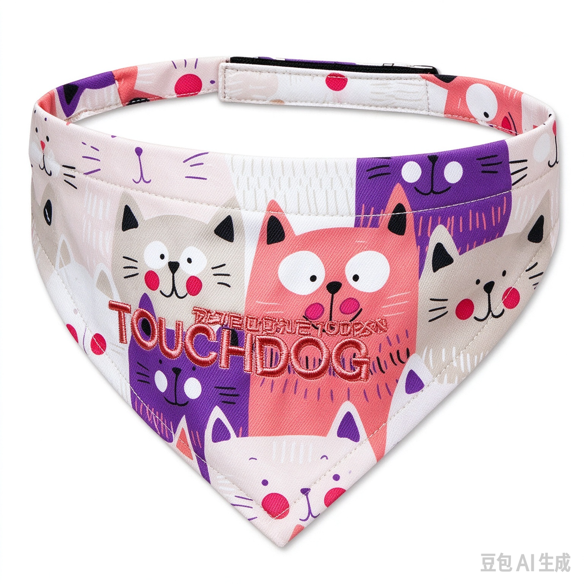 Aeelleea Touchdog Head-Popper Printed Velcro Dog Bandana, Adjustable Nylon Pet Scarf for Dogs & Cats