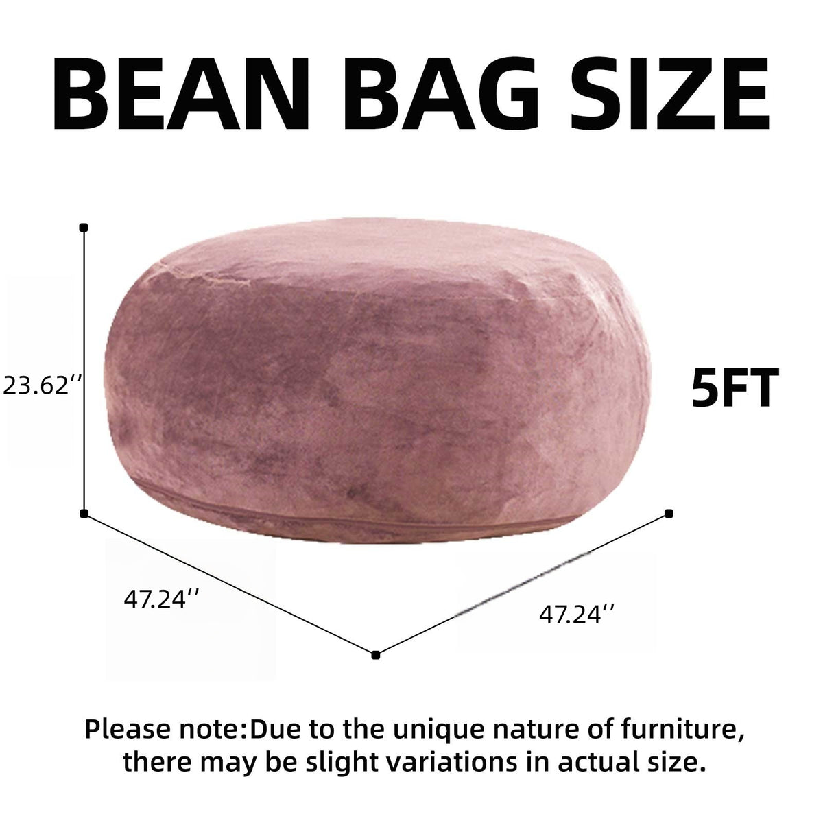 AEELLEEA 5FT Teddy Velvet Bean Bag Chair, Shredded Memory Foam Giant Lazy Sofa, Removable Machine Washable Cover for Living Room Bedroom
