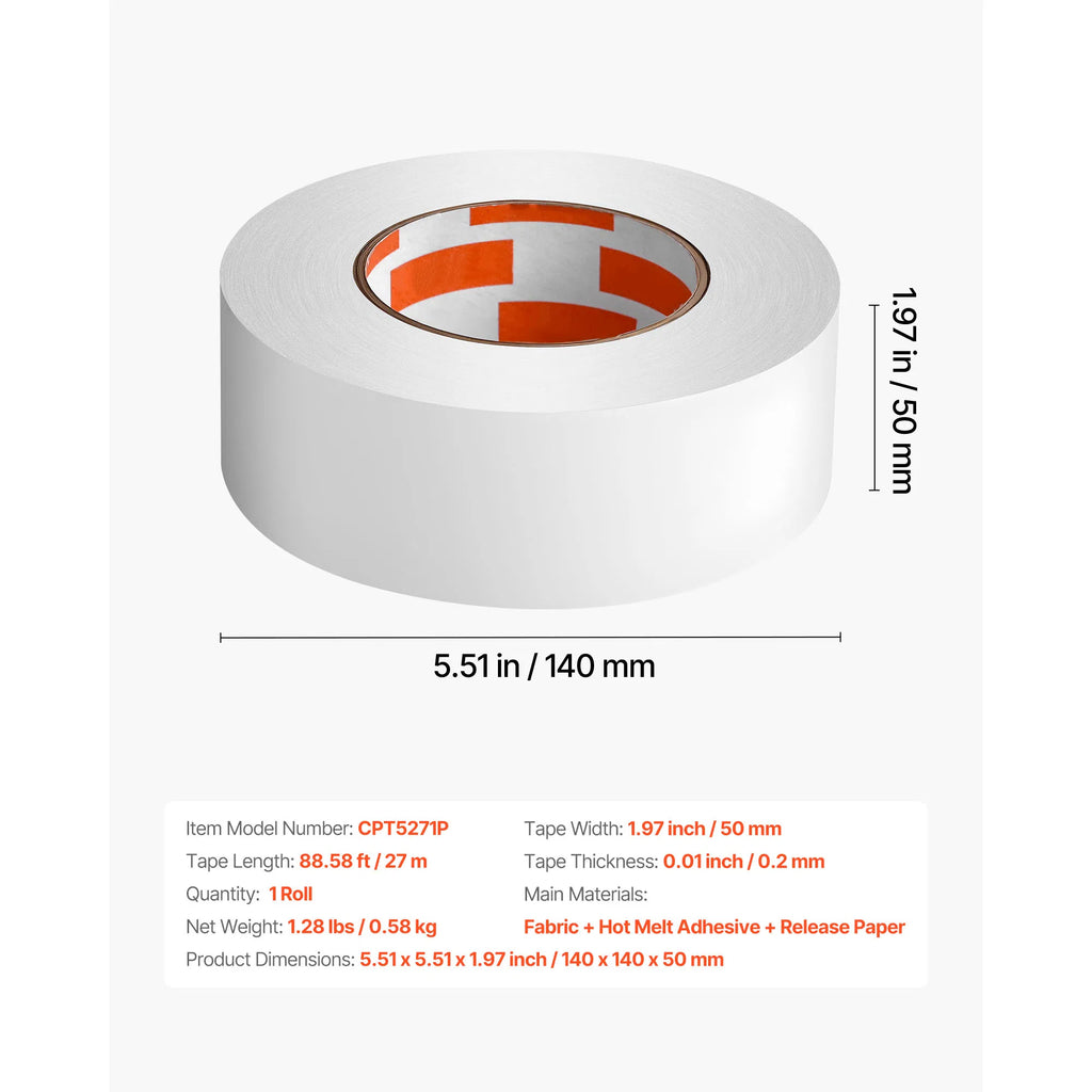 Double Sided Carpet Tape, 88.58 Ft Heavy Duty Rug Gripper Tape, Residue-Free Removable Adhesive for Hardwood Floors, Area Rugs & Mats