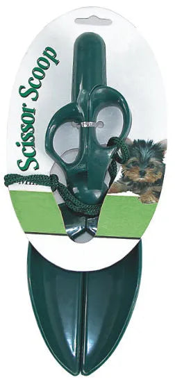 Portable Pet Waste Scoop with Squeeze Handle and Carry Cord, Green, 10 in