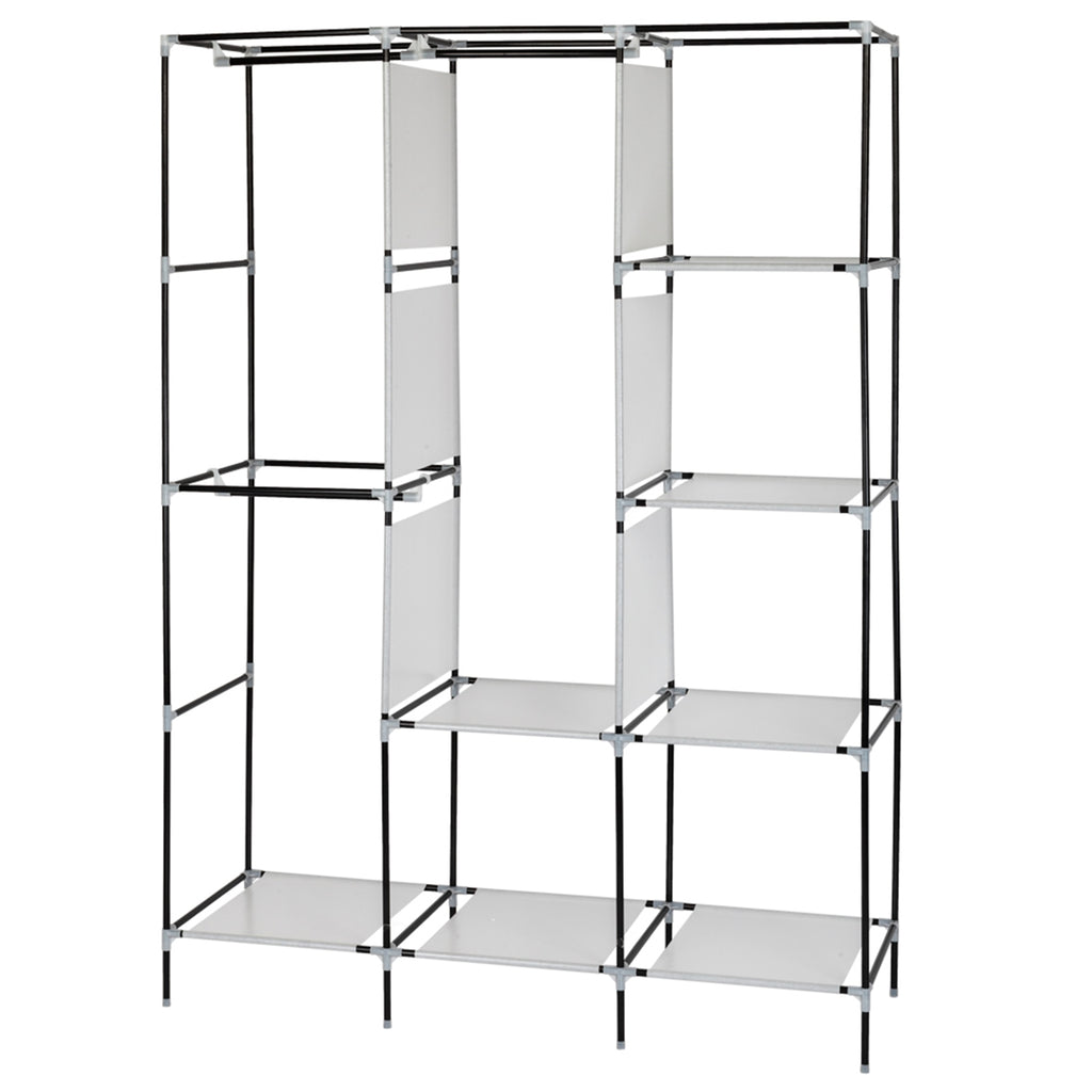 Closet Organizer Portable Fabric Wardrobe with Hanging Rods & Shelves, 49" Freestanding Dustproof Clothes Storage for Bedroom Dorm