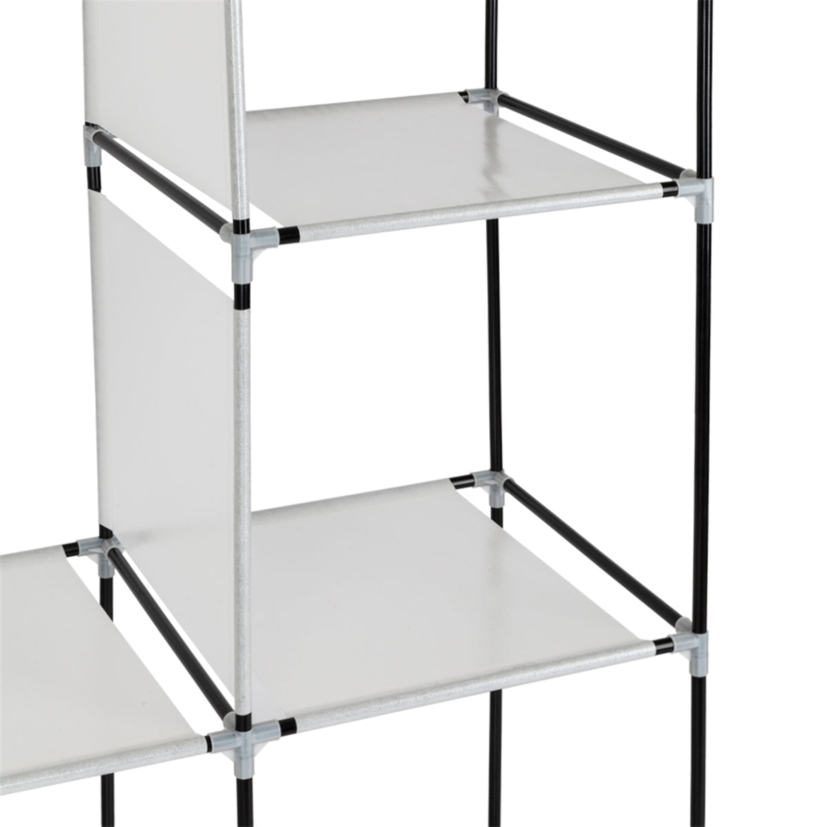 Closet Organizer Portable Fabric Wardrobe with Hanging Rods & Shelves, 49" Freestanding Dustproof Clothes Storage for Bedroom Dorm