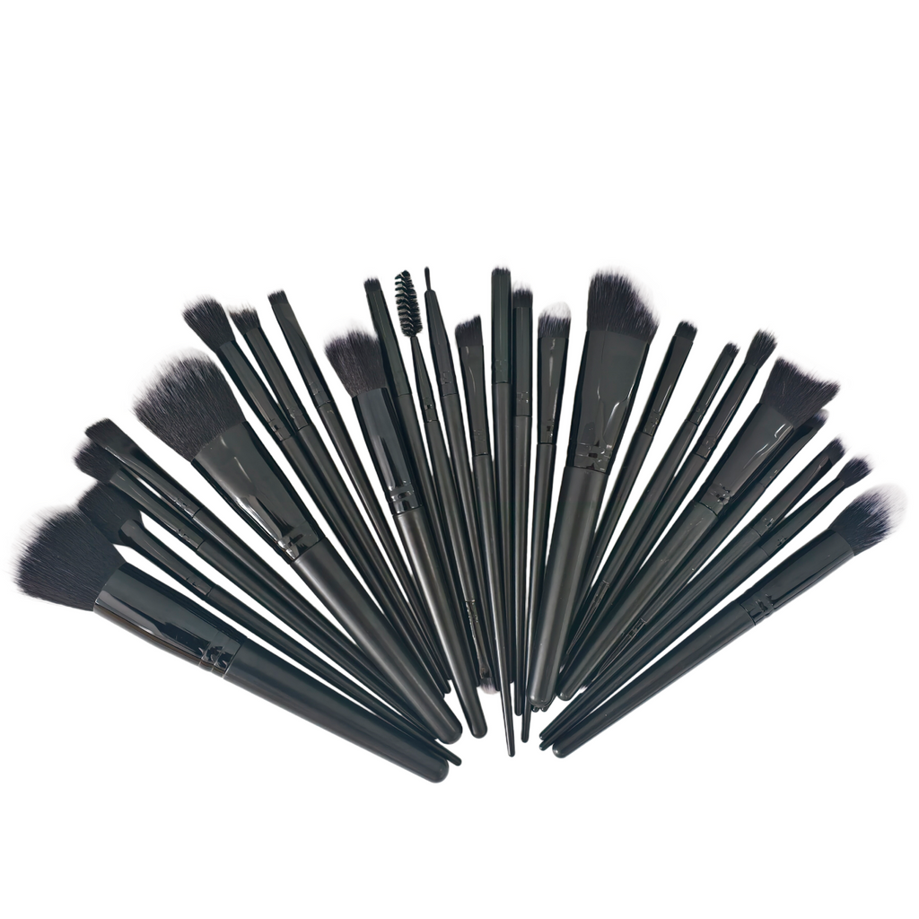 25 Pcs Professional Makeup Brush Set, Premium Synthetic Bristles Foundation Blush Eyeshadow Brushes, Black Face Eye Makeup Kit