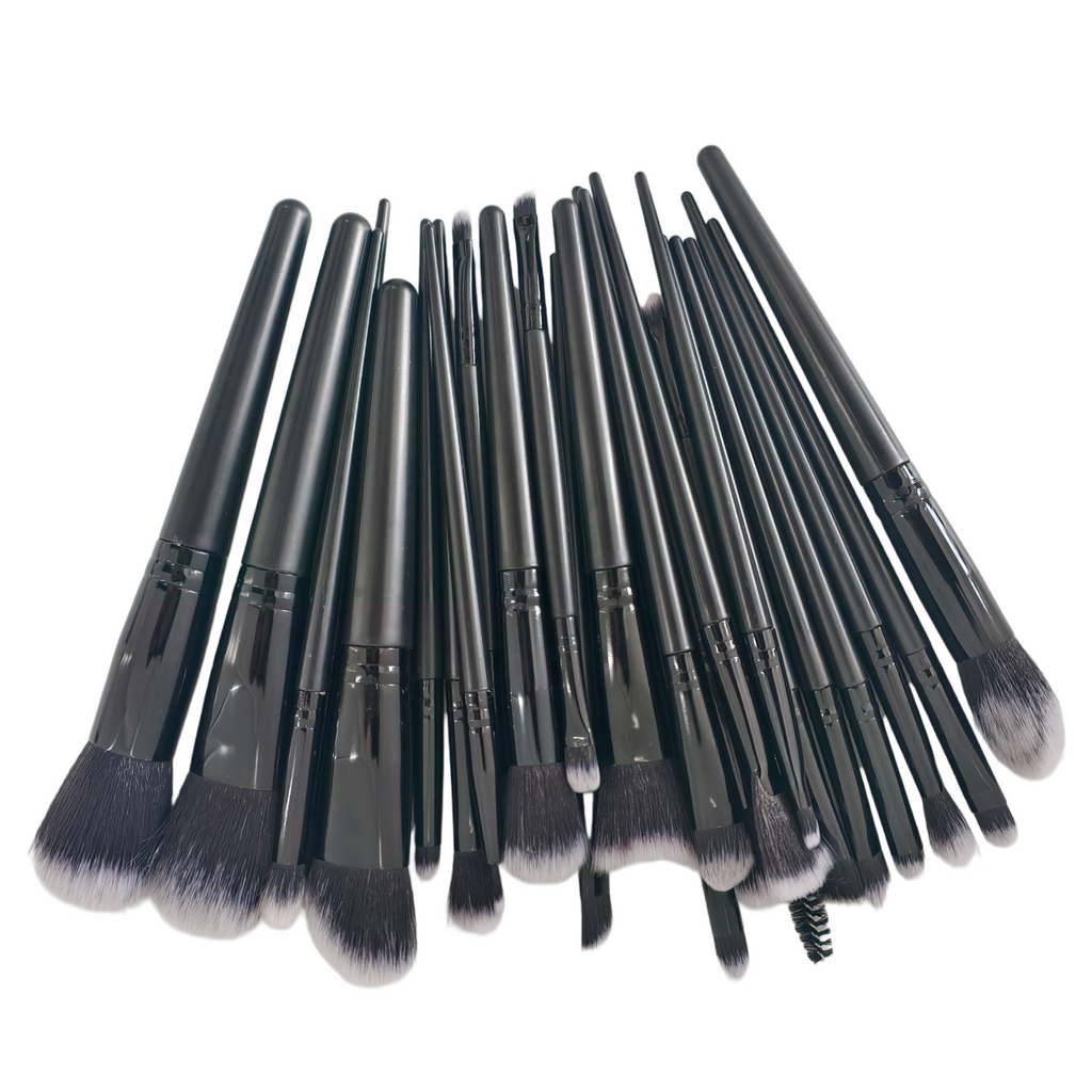 25 Pcs Professional Makeup Brush Set, Premium Synthetic Bristles Foundation Blush Eyeshadow Brushes, Black Face Eye Makeup Kit