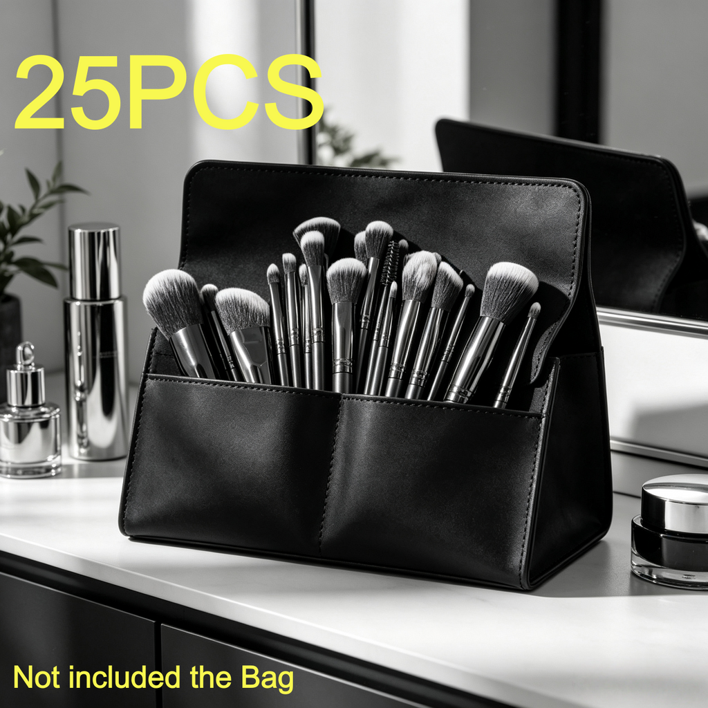 25 Pcs Professional Makeup Brush Set, Premium Synthetic Bristles Foundation Blush Eyeshadow Brushes, Black Face Eye Makeup Kit