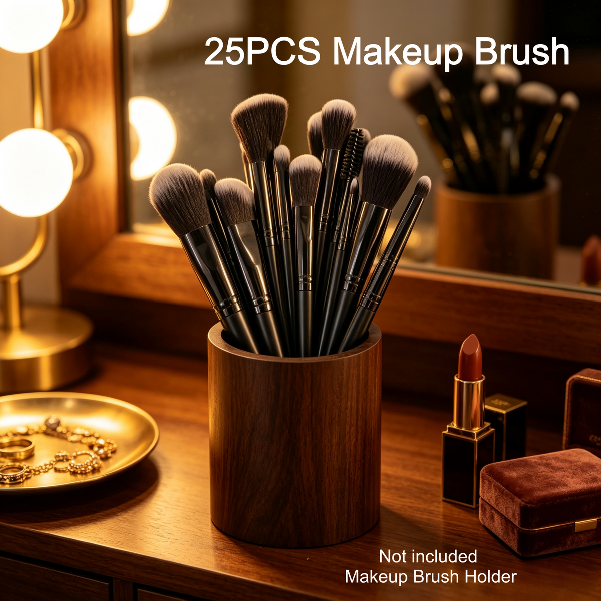 25 Pcs Professional Makeup Brush Set, Premium Synthetic Bristles Foundation Blush Eyeshadow Brushes, Black Face Eye Makeup Kit