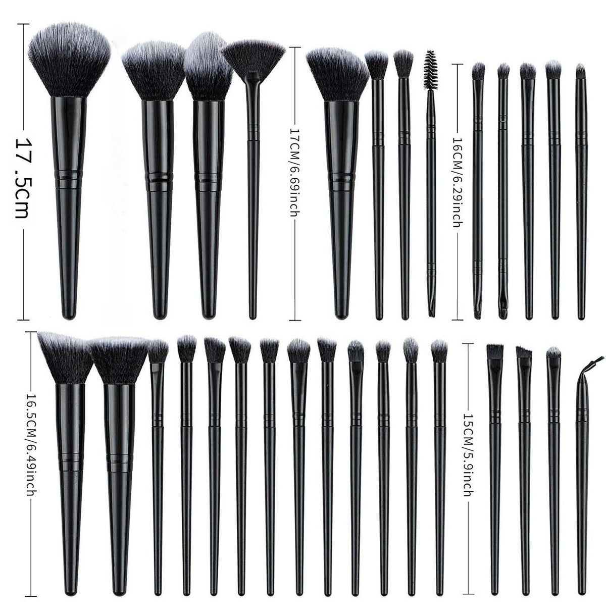 25 Pcs Professional Makeup Brush Set, Premium Synthetic Bristles Foundation Blush Eyeshadow Brushes, Black Face Eye Makeup Kit