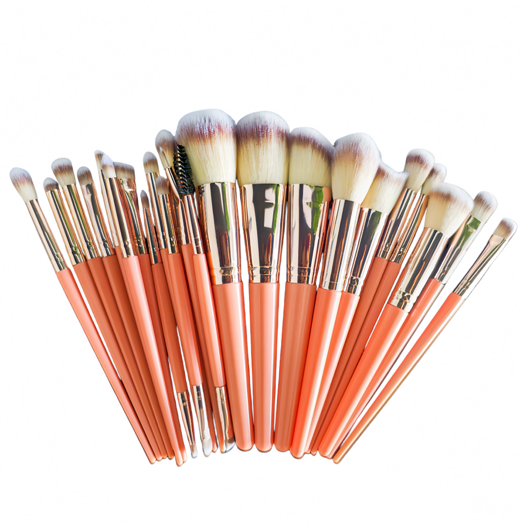25 Pcs Pink Rose Gold Makeup Brush Set, Premium Synthetic Bristles Foundation Blush Eyeshadow Brushes for Face Eye Makeup