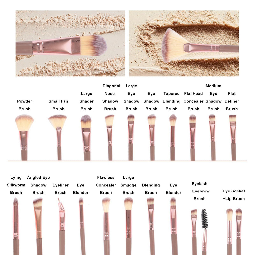 25 Pcs Pink Rose Gold Makeup Brush Set, Premium Synthetic Bristles Foundation Blush Eyeshadow Brushes for Face Eye Makeup