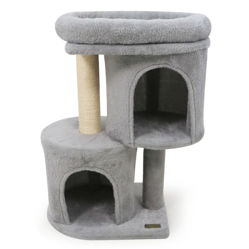 2-Tier Cat Tree Tower with 2 Condos & Sisal Scratching Post, Soft Plush Perch Anti-Tipping Cat Furniture for Indoor Cats