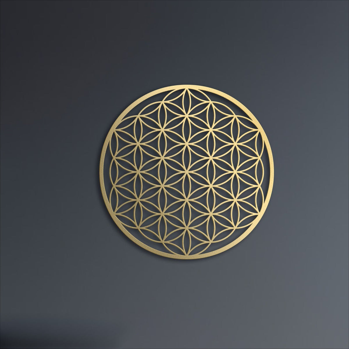 Gold Flower of Life Metal Wall Art 16 Inch, Sacred Geometry Round Wall Decor, Spiritual Hanging Art for Living Room Bedroom Yoga Space