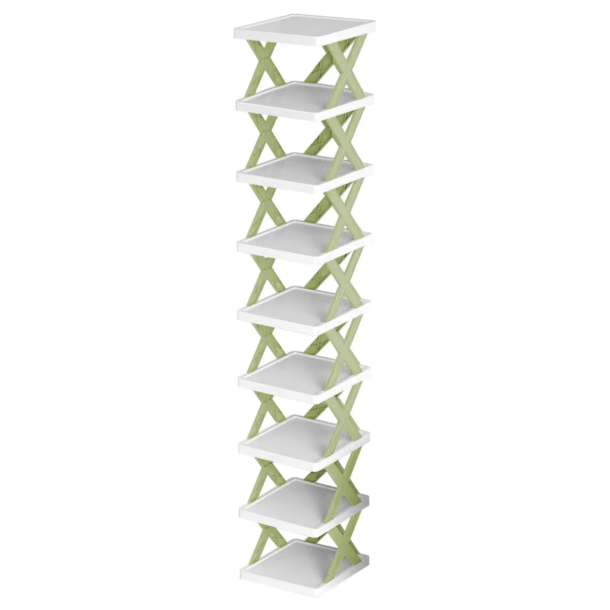 9-Tier Foldable Narrow Shoe Rack, No Assembly X-Frame Shoe Organizer, Space-Saving Shelf for Entryway Closet Small Spaces