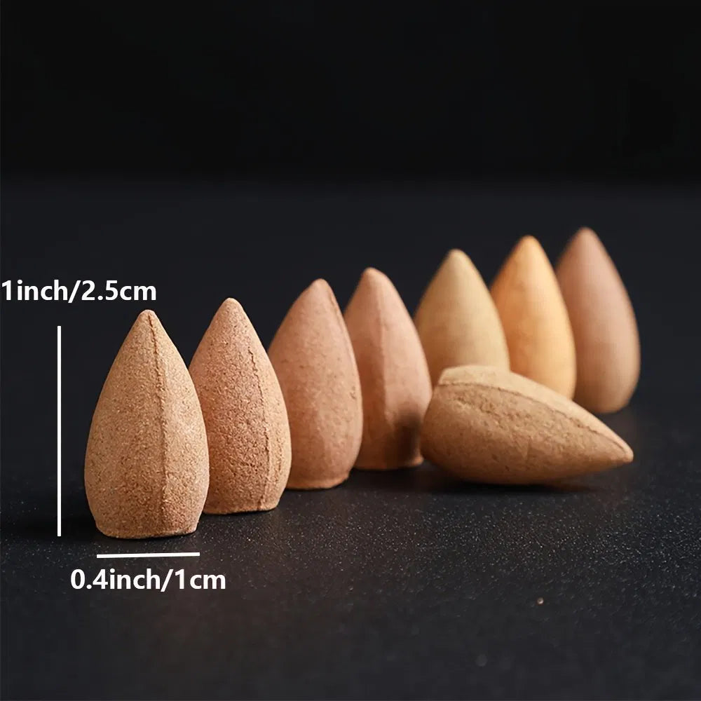 300Pcs Mixed Scents Backflow Incense Cones, Natural Plant Colorful Cones for Waterfall Burner Meditation Home Yoga Odor Eliminator