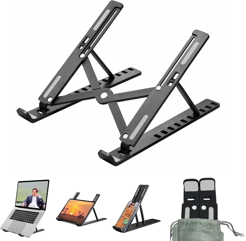 Foldable Adjustable Laptop Stand, 7 Angles Ventilated Ergonomic Notebook Riser with Carry Bag for Laptop Tablet Phone Home Office