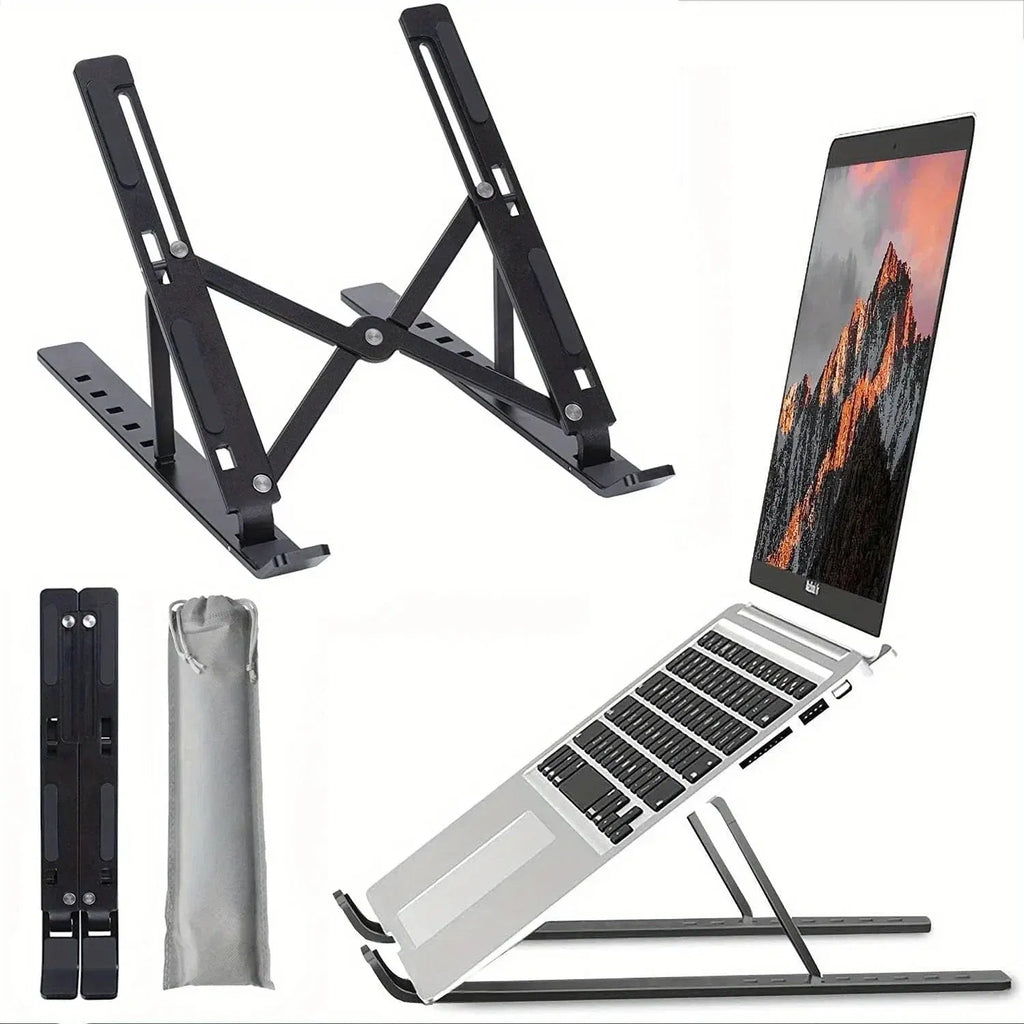 Foldable Adjustable Laptop Stand, 7 Angles Ventilated Ergonomic Notebook Riser with Carry Bag for Laptop Tablet Phone Home Office