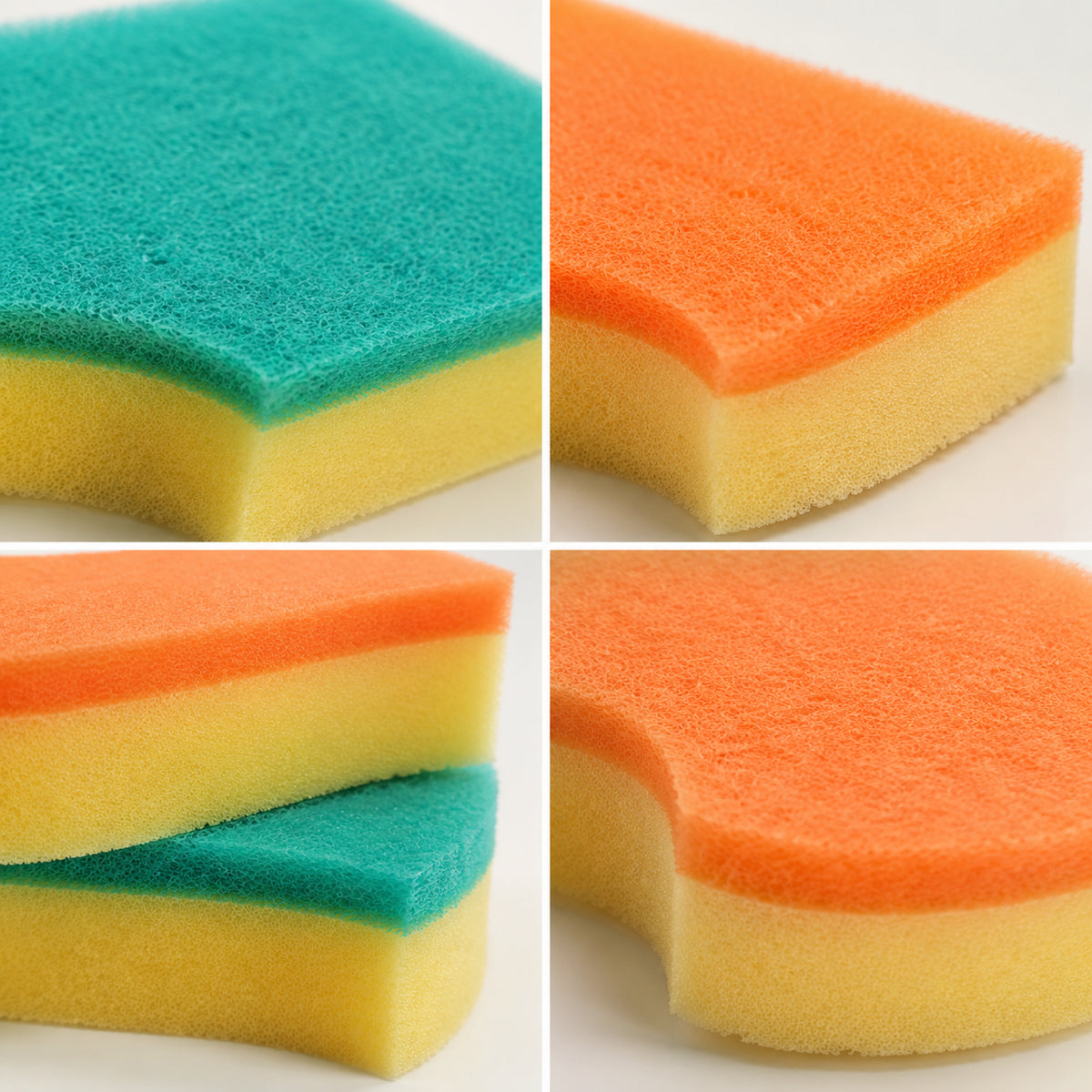 2 Pack Non-Scratch Dish Sponge Scourers, Dual Layer Cleaning Scrub Sponges with Comfort Grip for Kitchen Sink Nonstick Cookware