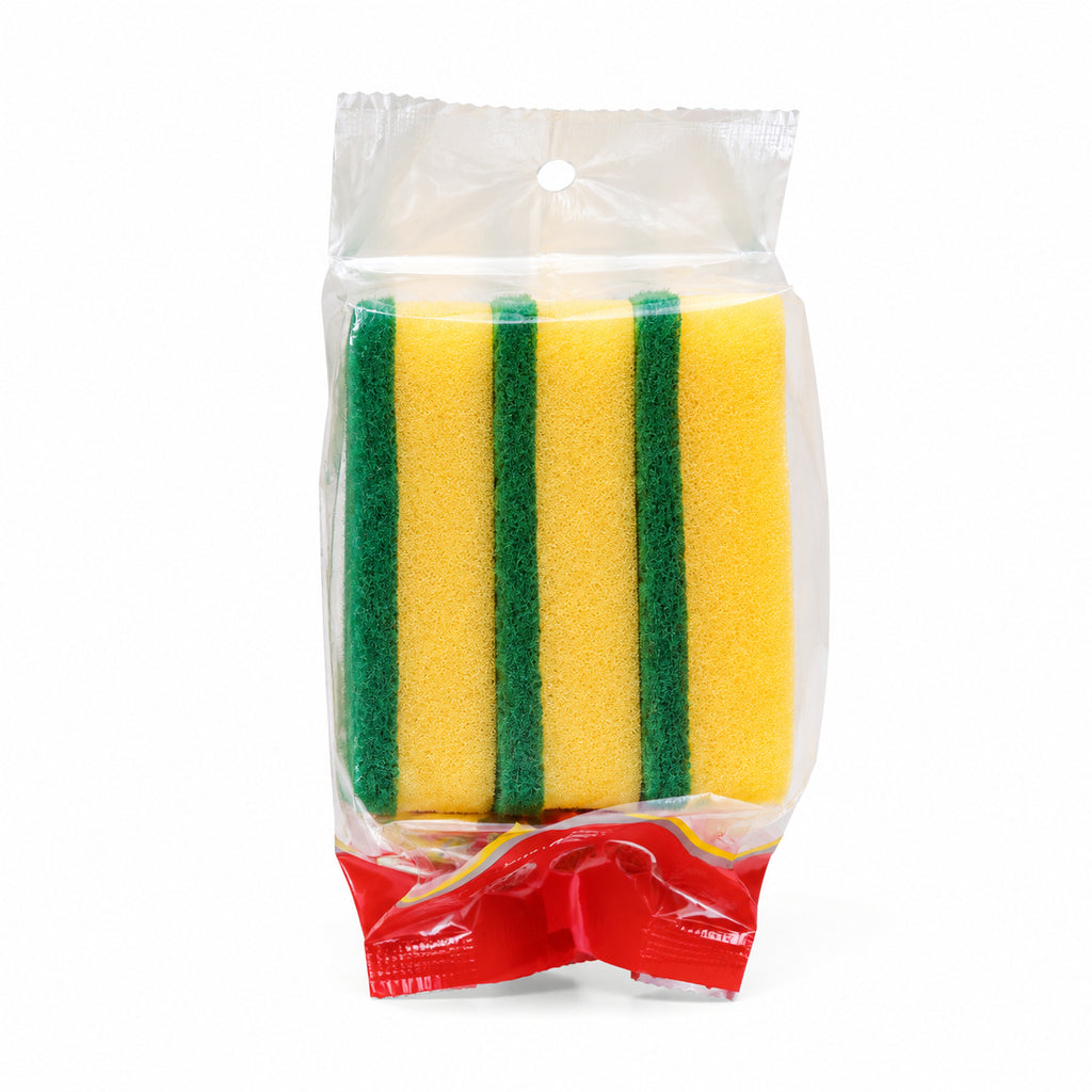 3 Pack Dual-Sided Scrub Sponges, Heavy Duty Polyurethane Kitchen Scouring Pads for Dishes Pots Sinks Countertops Cleaning
