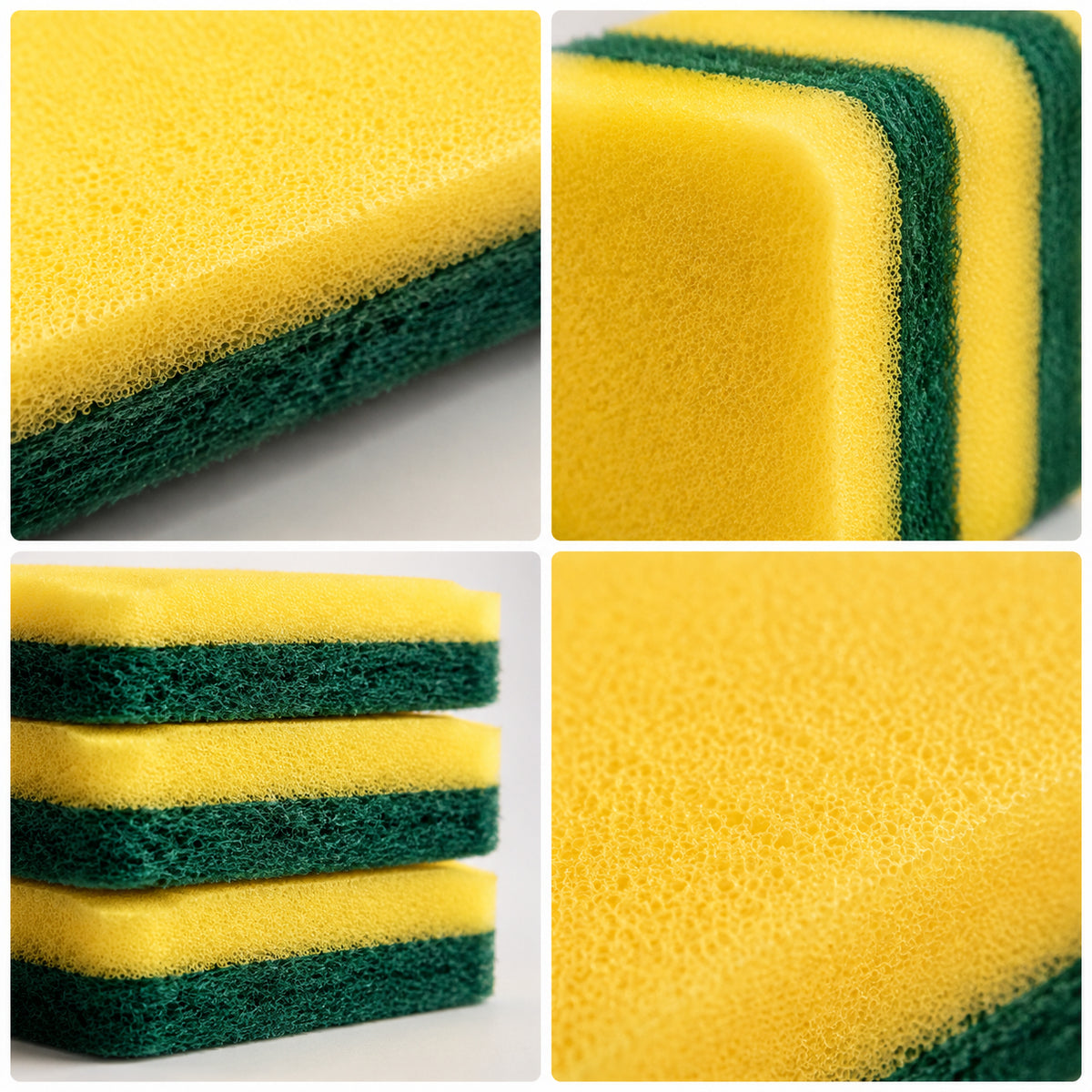 3 Pack Dual-Sided Scrub Sponges, Heavy Duty Polyurethane Kitchen Scouring Pads for Dishes Pots Sinks Countertops Cleaning