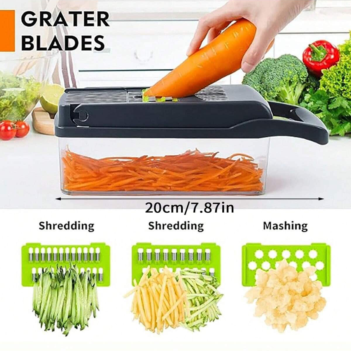 7-in-1 Vegetable Chopper Mandoline Slicer, Food Dicer with Container Drain Basket & Egg Separator for Onion Veggie Kitchen Prep