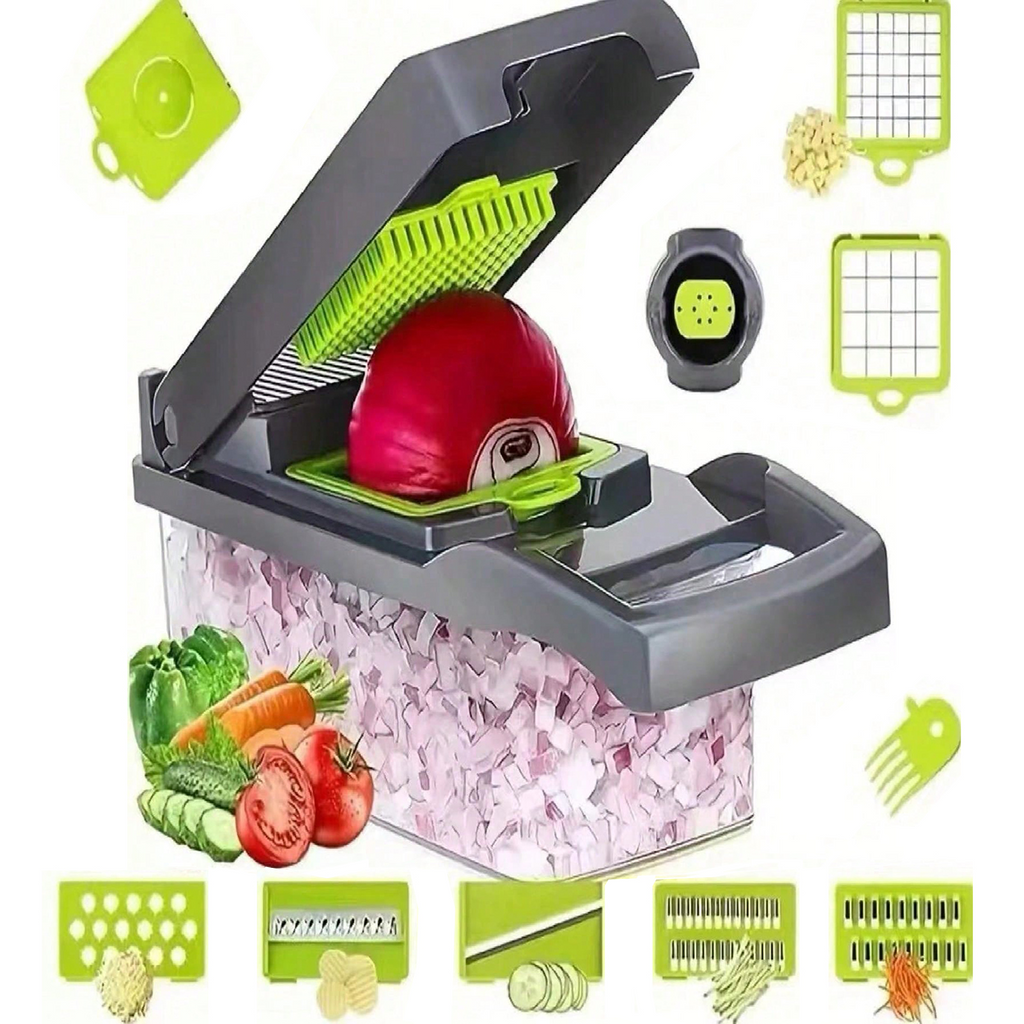 7-in-1 Vegetable Chopper Mandoline Slicer, Food Dicer with Container Drain Basket & Egg Separator for Onion Veggie Kitchen Prep