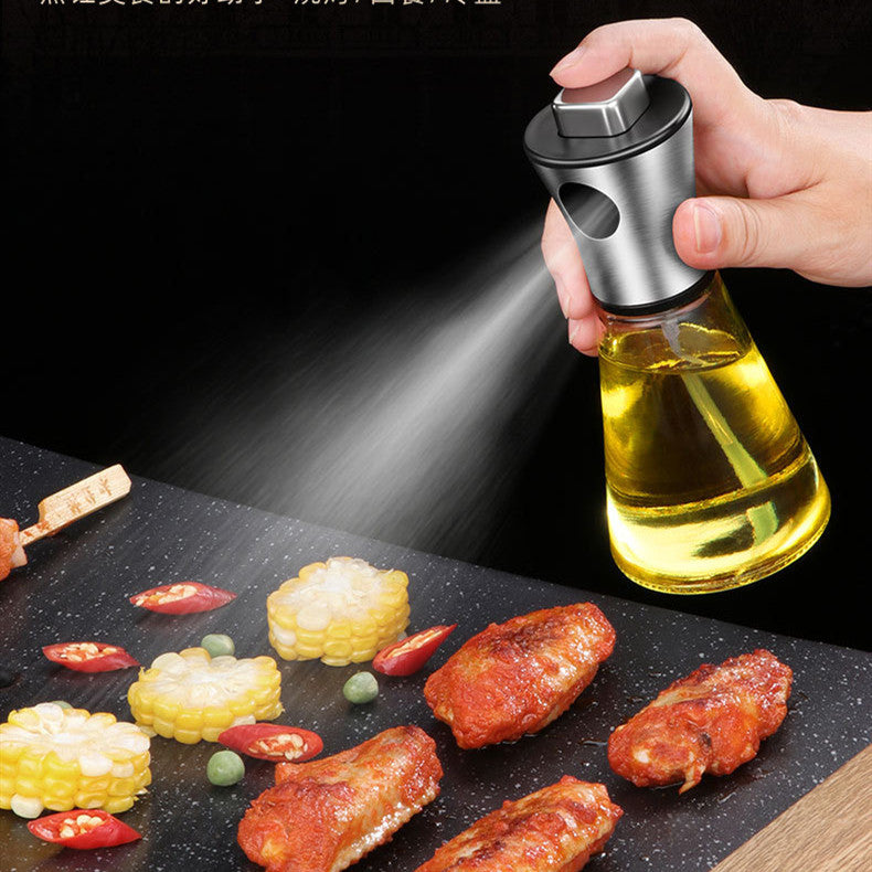 Oil Sprayer for Cooking, 200ml Borosilicate Glass 304 Stainless Steel Pump Oil Mister for BBQ, Air Fryer, Salad, Baking & Grilling