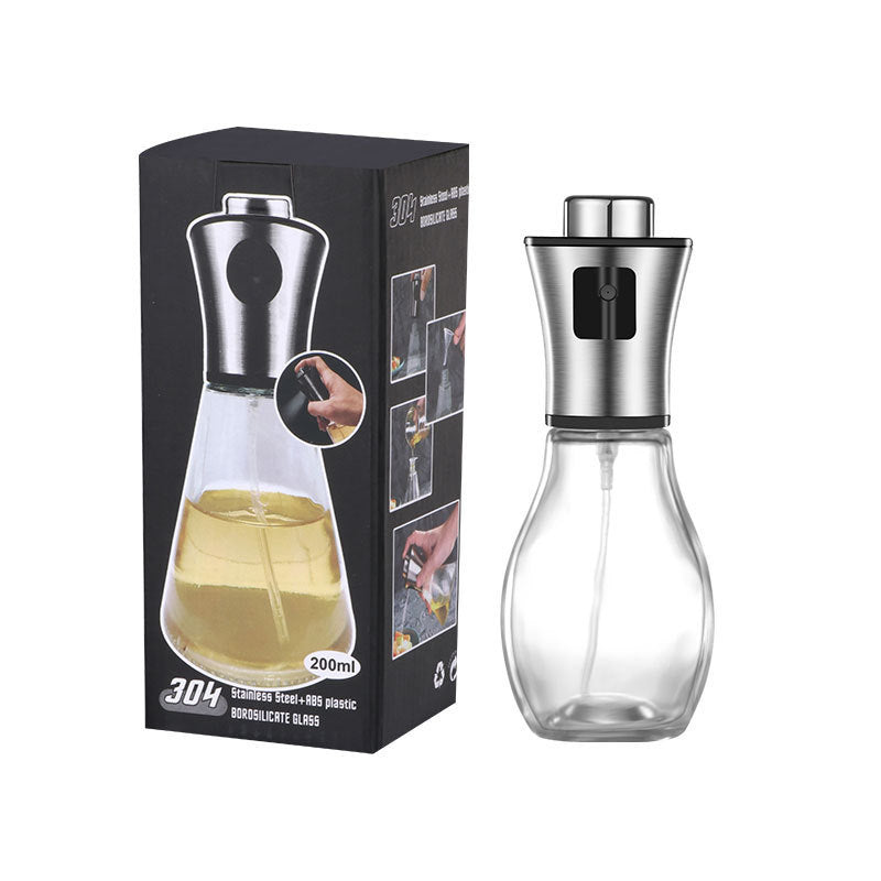 Oil Sprayer for Cooking, 200ml Borosilicate Glass 304 Stainless Steel Pump Oil Mister for BBQ, Air Fryer, Salad, Baking & Grilling