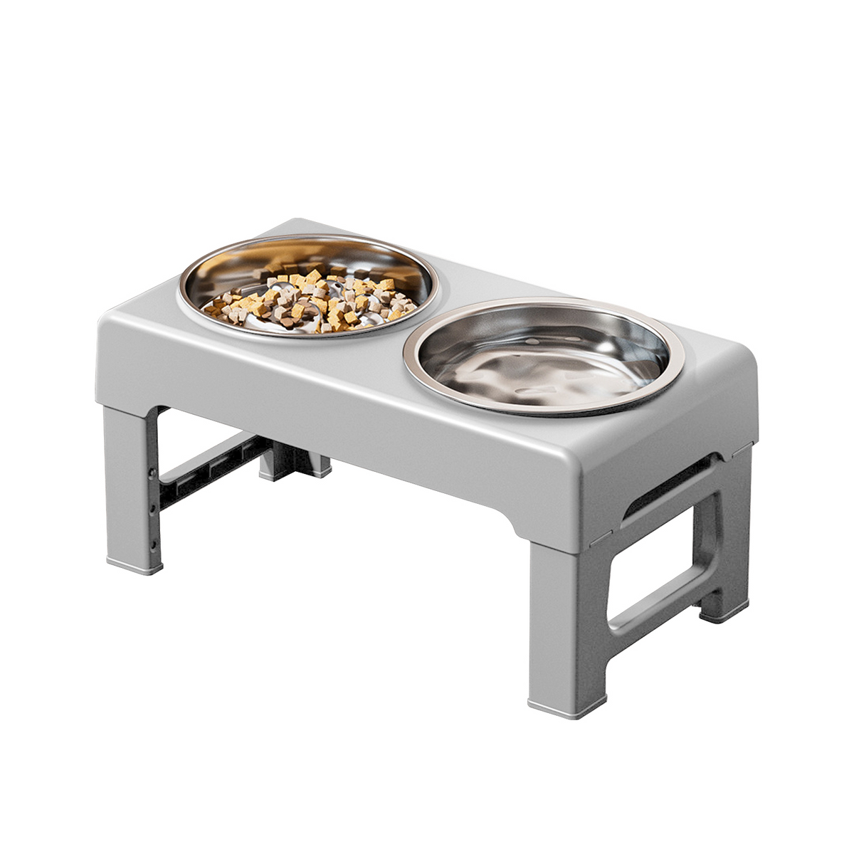 3 Height Adjustable Elevated Dog Bowls, 2 Stainless Steel Raised Pet Feeder Stand for Small Medium Dogs Cats Food & Water