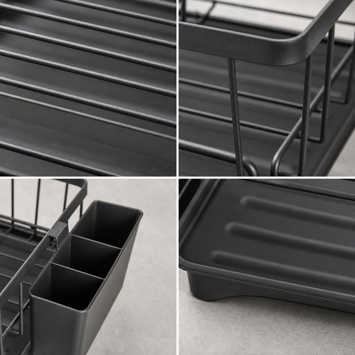 Single Tier Dish Drying Rack with Drainboard & Utensil Caddy, Rustproof Metal Dish Drainer with Drip Spout for Kitchen Countertop