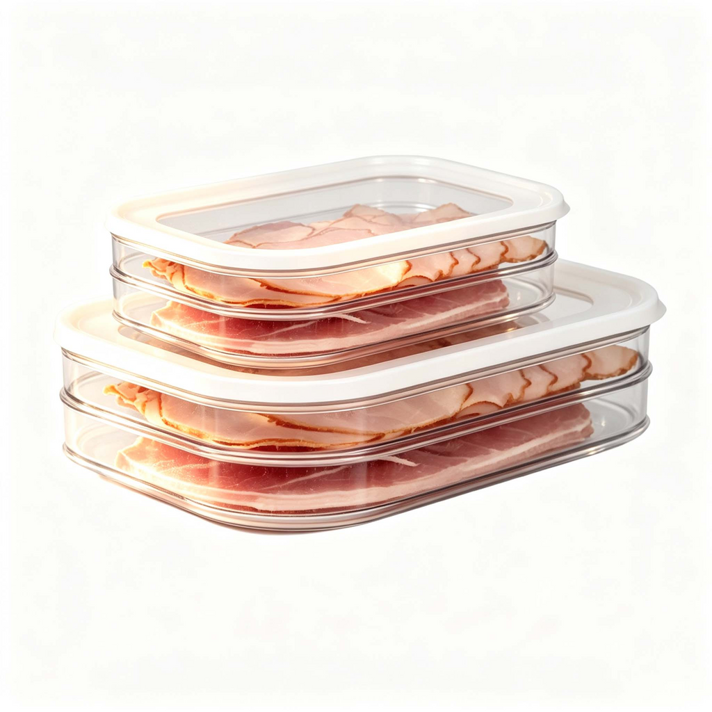 2-Tier Stackable Deli Meat Container, Clear Fridge Organizer with Lid for Cheese Fruit Veggie, Refrigerator Food Storage Bin