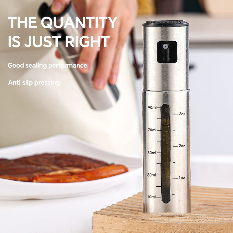 Stainless Steel Oil Sprayer for Cooking, 100ml Fine Mist Oil Mister with Measurement Scale, for BBQ Air Fryer Salad Baking Grilling
