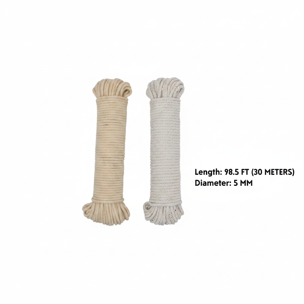 2 Pack 98.5FT Cotton Braided Rope, 5mm Natural Cotton Cord for Clothesline Macrame Crafts Gardening Hanging Plants DIY Projects