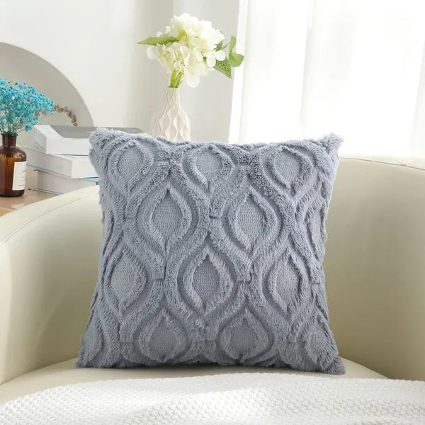Soft Fluffy Faux Fur Throw Pillow Covers, Geometric Embossed Pattern Decorative Pillow Cases for Couch Sofa Bedroom Living Room Home Decor