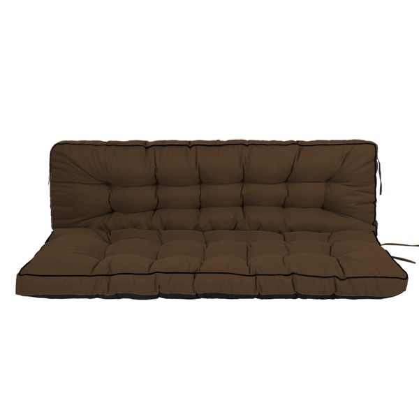 AEELLEEA 2-Seat Outdoor Swing Cushion with Backrest, Brown Waterproof UV-Resistant Thick Padded Porch Patio Swing Replacement Cushion with Ties
