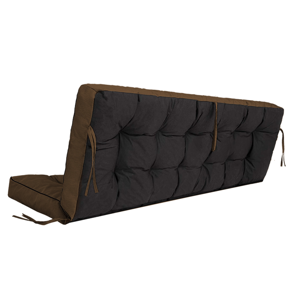 AEELLEEA 2-Seat Outdoor Swing Cushion with Backrest, Brown Waterproof UV-Resistant Thick Padded Porch Patio Swing Replacement Cushion with Ties