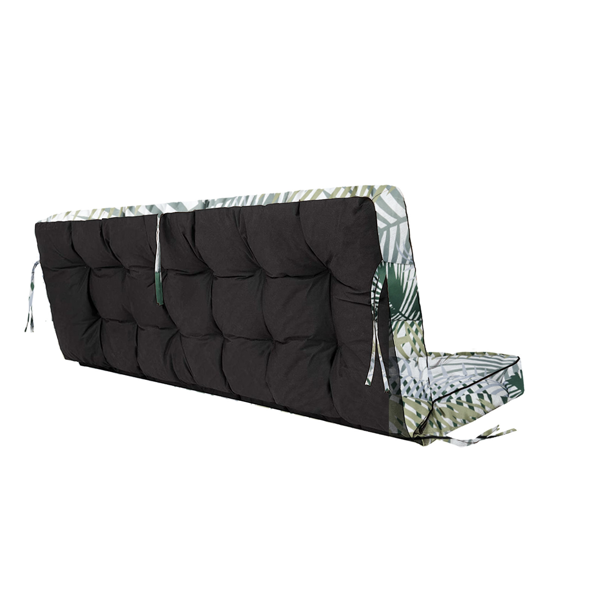 2-Seat Outdoor Swing Cushion with Backrest, Tropical Palm Leaf Waterproof UV-Resistant Thick Padded Porch Patio Swing Replacement Cushion with Ties