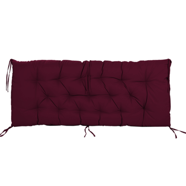 2-Seat Outdoor Swing Cushion with Backrest, Burgundy Waterproof UV-Resistant Thick Padded Porch Patio Swing Replacement Cushion with Ties