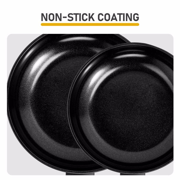 AEELLEEA 6-Piece Nonstick Cookware Set, Die-Cast Aluminum 3-Layer Non-Stick Pots & Pans with Wood Grain Handles, Dishwasher Safe for Home Kitchen Cooking