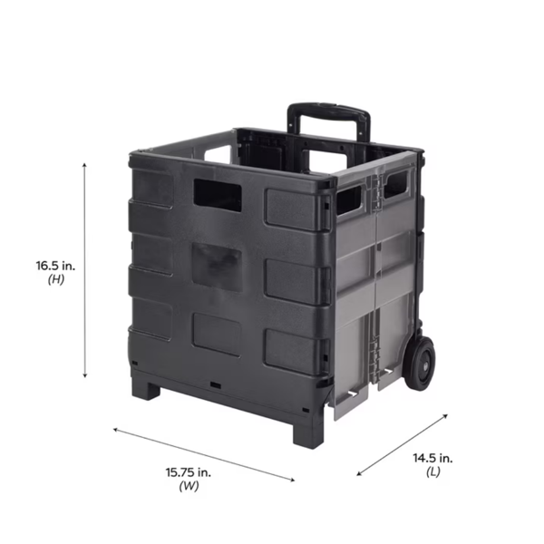 AEELLEEA Collapsible Rolling Shopping Cart, 60lb Folding Tote with Wheels & Handle, Space-Saving Grocery Cart for Laundry Sports Car Use