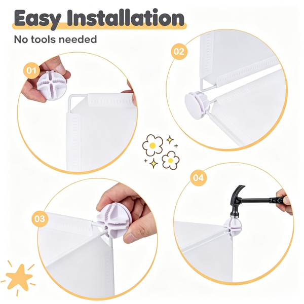 AEELLEEA 12-Cube DIY Modular Storage Organizer with Hanging Rods, White Kids Closet with Anti-Toppling for Bedroom Clothes Toys