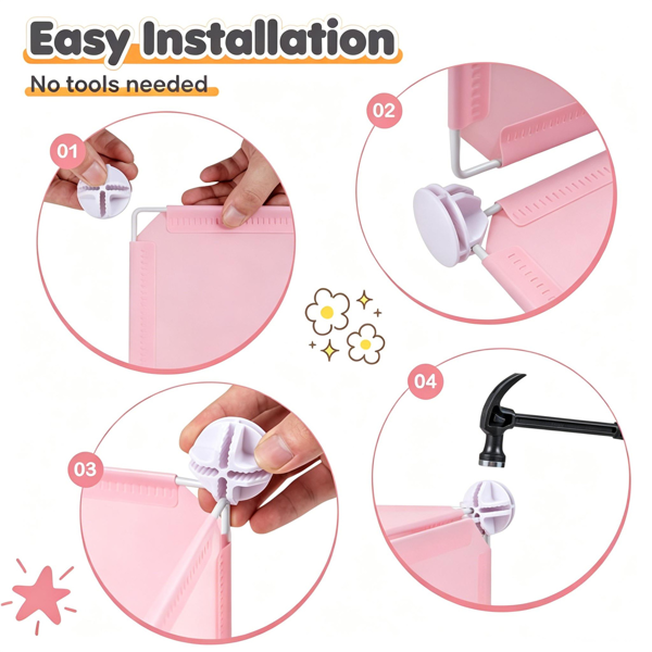 AEELLEEA 12-Cube Pink DIY Modular Kids Closet with Hanging Rods, Anti-Toppling Wardrobe Storage Organizer for Girls Bedroom Clothes Toys