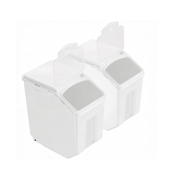 AEELLEEA 2 Pack Airtight Rice Storage Bins with Flip Lid & Clear Window, White Food Containers for Kitchen Pantry Flour Grain Pet Food