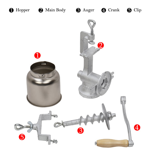AEELLEEA Manual Hand Crank Grain Mill with Stainless Steel Hopper, Adjustable Cast Iron Table Mount Grinder for Wheat Corn Coffee Nuts
