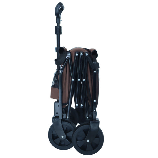 Collapsible Heavy Duty Utility Wagon Cart, All-Terrain Folding Rolling Cart with Side Pockets for Camping Grocery Beach Garden Outdoor Use