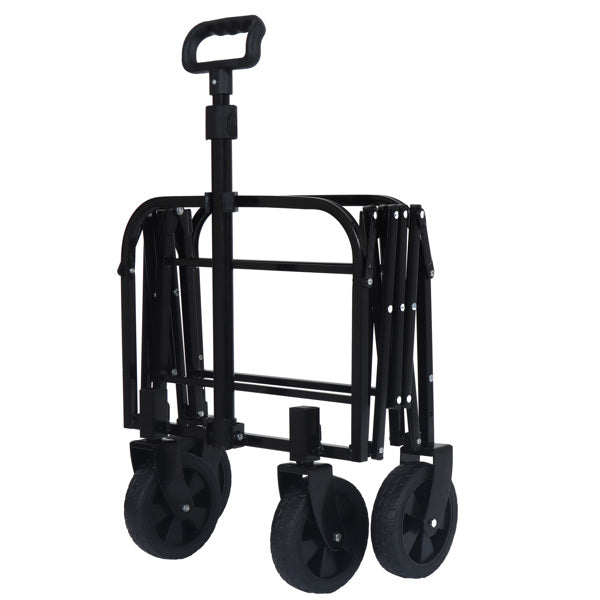 Collapsible Heavy Duty Utility Wagon Cart, All-Terrain Folding Rolling Cart with Side Pockets for Camping Grocery Beach Garden Outdoor Use