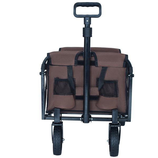 Collapsible Heavy Duty Utility Wagon Cart, All-Terrain Folding Rolling Cart with Side Pockets for Camping Grocery Beach Garden Outdoor Use