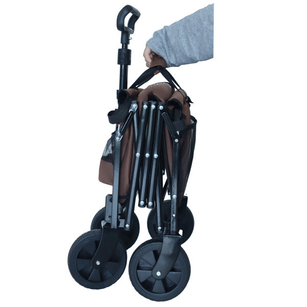 Collapsible Heavy Duty Utility Wagon Cart, All-Terrain Folding Rolling Cart with Side Pockets for Camping Grocery Beach Garden Outdoor Use