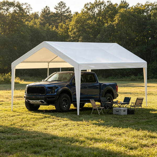 10x20 FT Heavy Duty Carport Canopy, Waterproof UV-Resistant Outdoor Car Shelter Tent with Steel Frame for Truck, Boat, Patio Party
