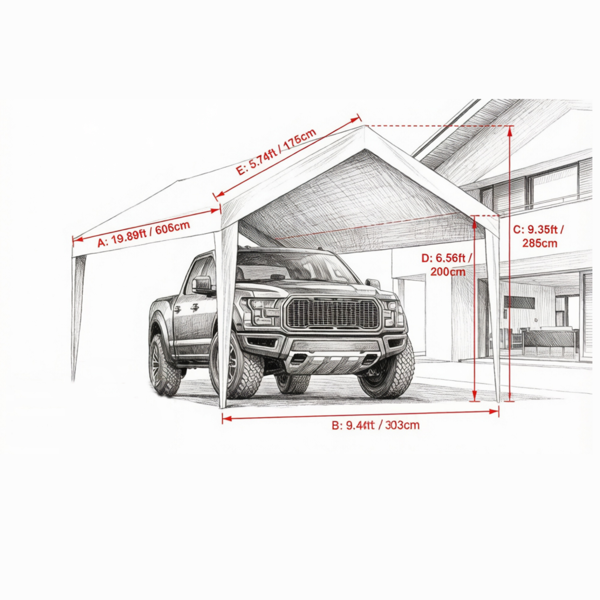 10x20 FT Heavy Duty Carport Canopy, Waterproof UV-Resistant Outdoor Car Shelter Tent with Steel Frame for Truck, Boat, Patio Party