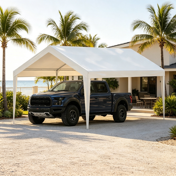 10x20 FT Heavy Duty Carport Canopy, Waterproof UV-Resistant Outdoor Car Shelter Tent with Steel Frame for Truck, Boat, Patio Party